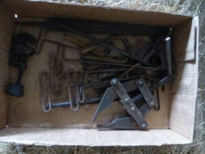 LOT 119 BOX OF ALLEN HEAD WRENCHES, TUBE CUTTER, CHAIN BREAKER, & FILES