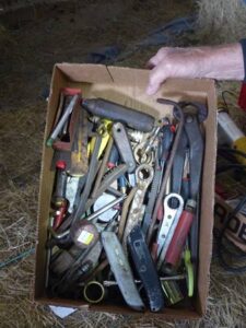 LOT 121 2 BOXES OF VARIOUS TOOLS & SUPPLIES 