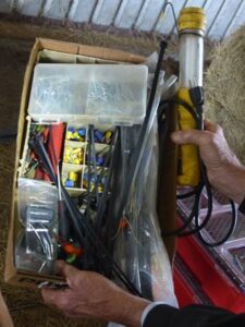 LOT 121 2 BOXES OF VARIOUS TOOLS & SUPPLIES 