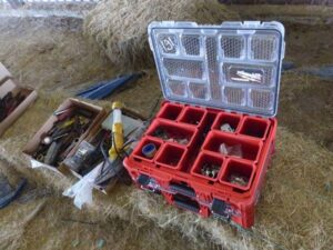 LOT 121 2 BOXES OF VARIOUS TOOLS & SUPPLIES 