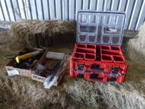 LOT 121 2 BOXES OF VARIOUS TOOLS & SUPPLIES 